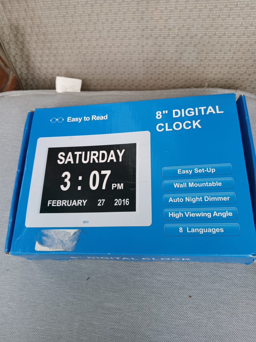 8" Digital Wall Clock - White Frame, Easy-to-Read Display